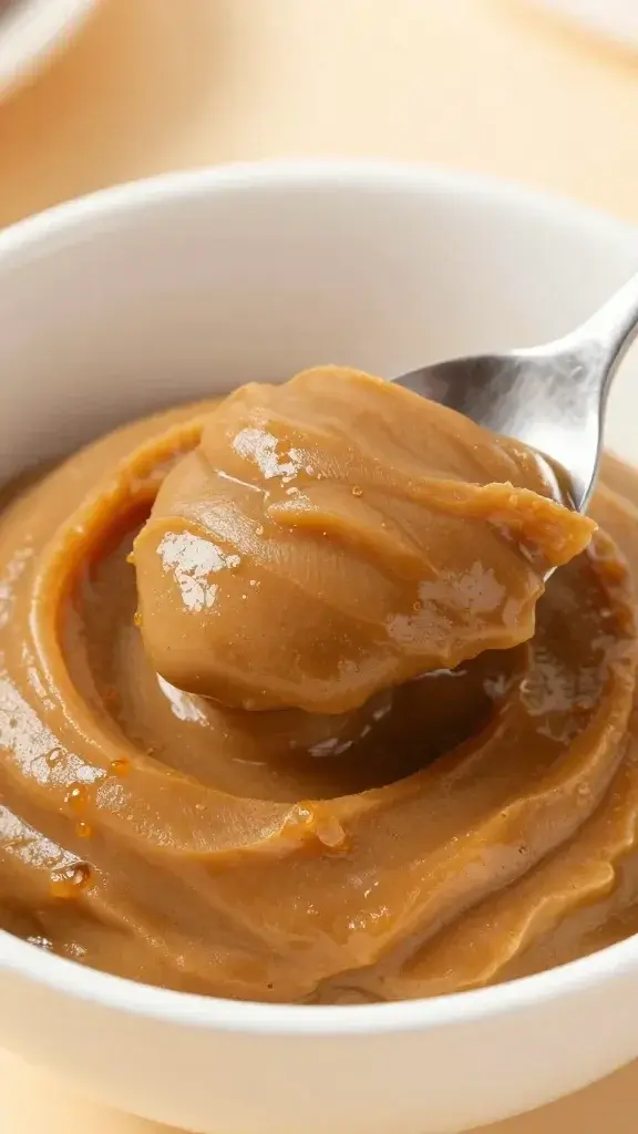 closeup of a single bowl of miso paste with spoon